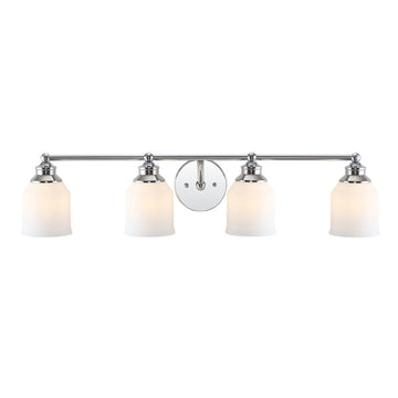 Lydia Iron/Frosted Glass Farmhouse Cottage LED Vanity Light - JONATHAN Y
